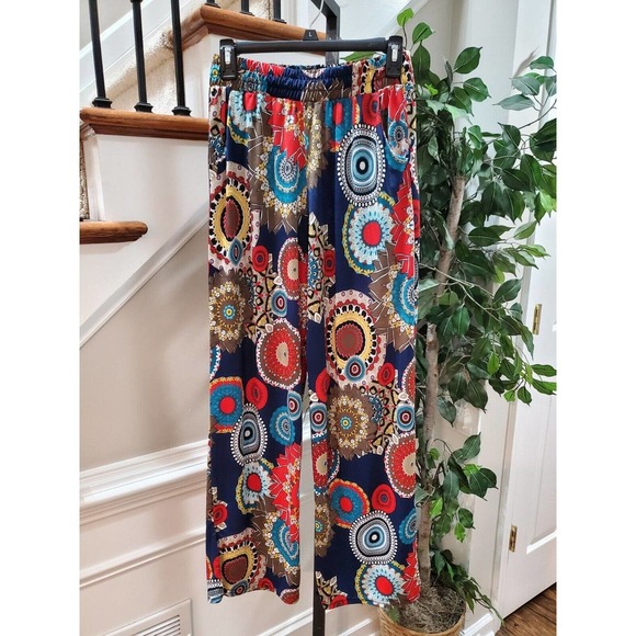 Win Win Women's Multicolor Polyester Mid Rise Slit Accents Trouser Size X-Large - Picture 1 of 12